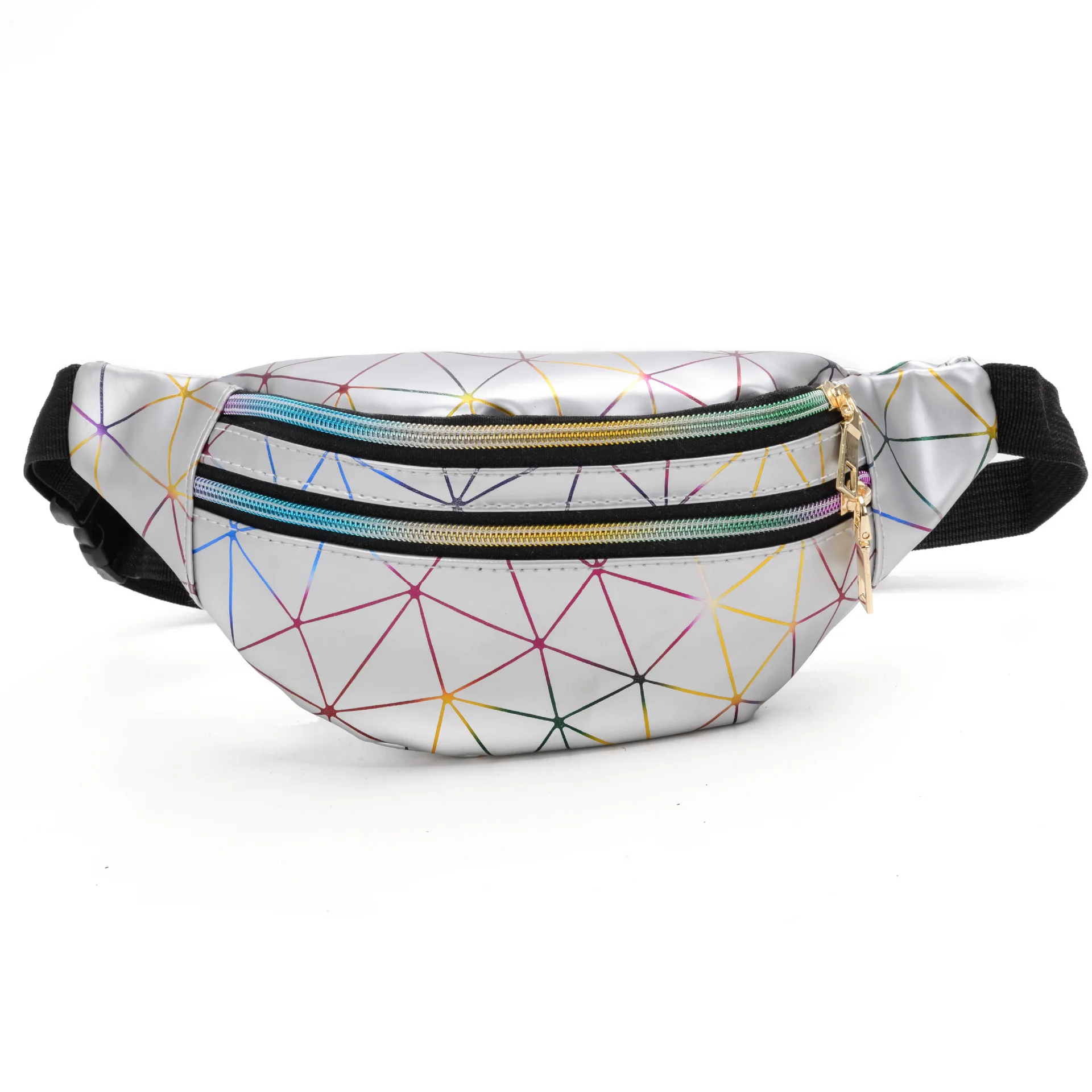 

Promotional Factory Price Custom Ready to Ship Fashion Holographic Women Silver Fanny Pack Female Belt Bag Waist Bag for Lady