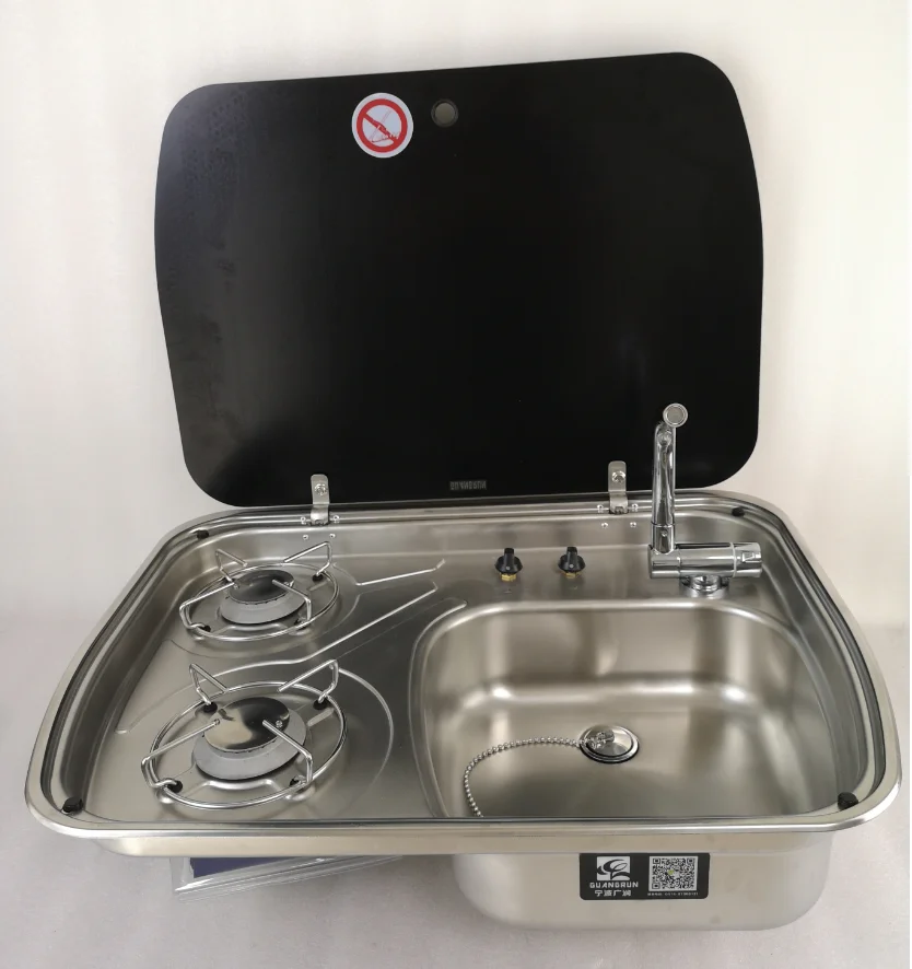 High-Quality Boat Caravan RV LPG Gas Burner Stove Hob and Sink Combo with Tempered Glass for Sale