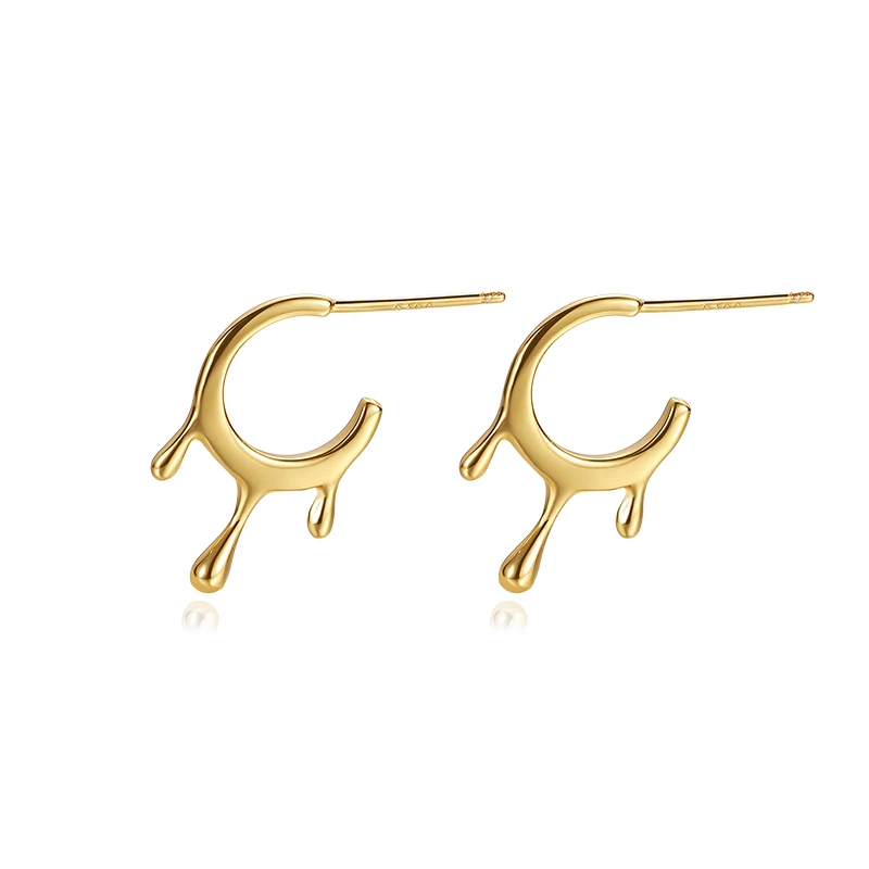 

Trendy Wholesale 925 Sterling Silver Metal Style 18K Gold Plated Melting Irregular Melted Stud Earrings