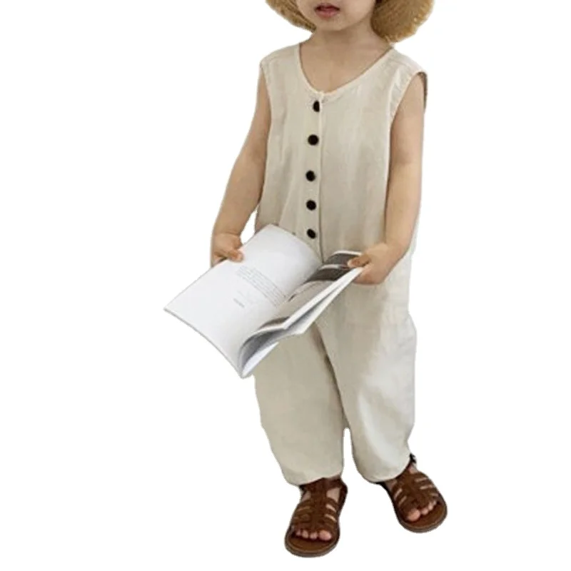 

summer kids overalls Korean girls jumpsuits sleeveless boys overalls fashion outfit for 2-7 years