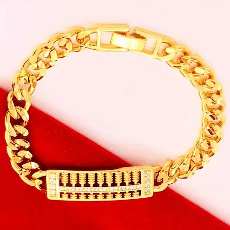 

Brass gold plated abacus couple bracelets exquisite craftsmanship imitation gold abacus bracelet men and women jewelry