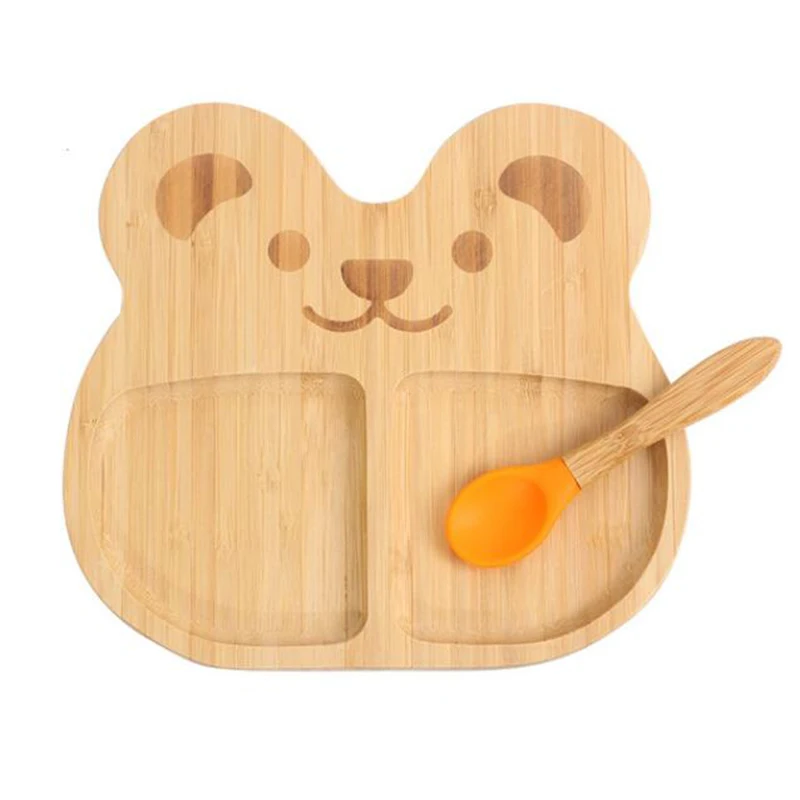 

Baby Divider Taste Plate, Toddler Eating Plate, Natural Bamboo Kids Feeding Plates