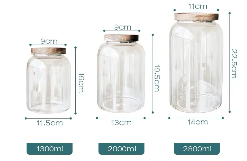 1300/2000/2800ml Clear Big Extra Large Size Borosilicate Glass Jar
