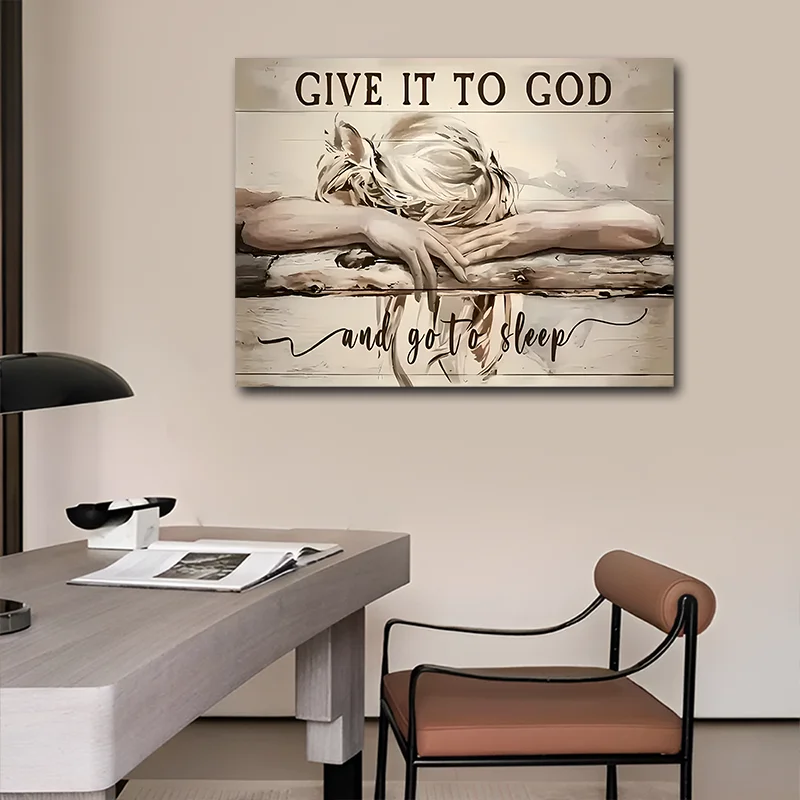 Wholesale Give It to God and Go to Sleep Jesus Landscape Canvas Prints Christian Wall Art for Home Decoration