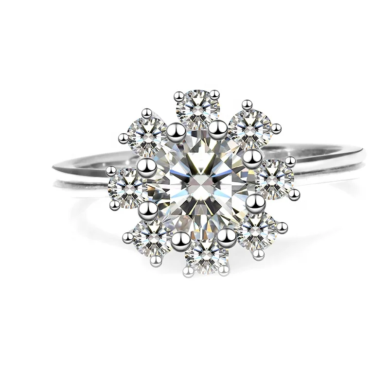 

925 sterling silver flower shape one carat engagement ring moissanite