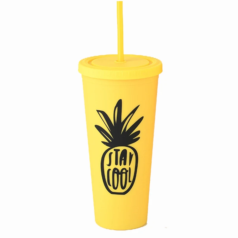 

24oz 700ml Acrylic Tumbler Pineapple design Double Wall plastic drinking tumbler for summer