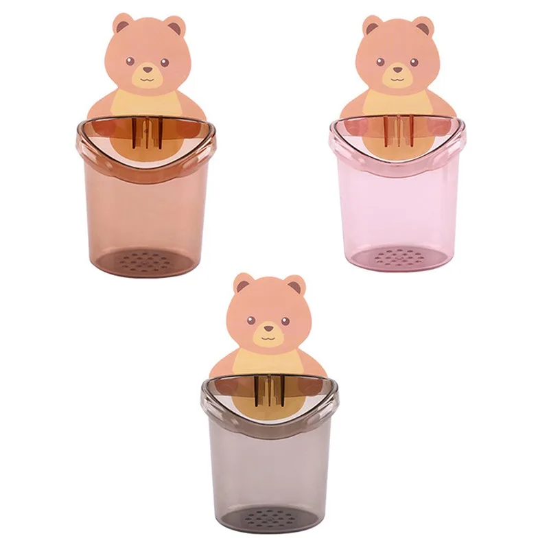 

Cute Bear Cup Toothbrush Toothpaste Holder Shelves Pencil/pen Storage Holders & Racks Toothbrush Holder For Kids, Multiple colours