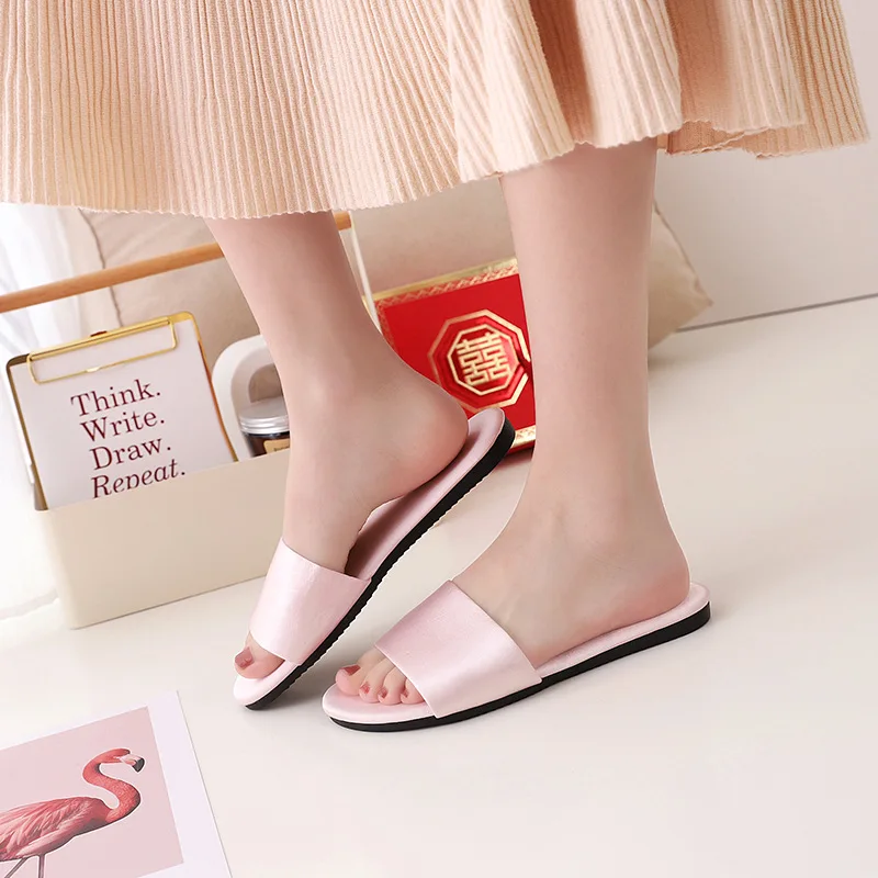 

Red Satin Slippers for Bridesmaid wedding slippers for bride, Picture