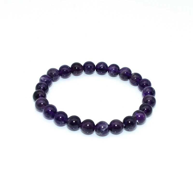 

NAPOLN Natural Stone Beads High Grade Best Selling 4/6/8/10/12/14mm Dark Amethyst Bracelet, Purple