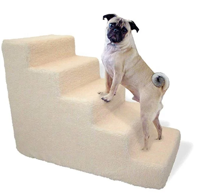 

Dog Stair Foam Loft Bed 5 Step White Steps Pet Ladder for Dog Cat Ramping