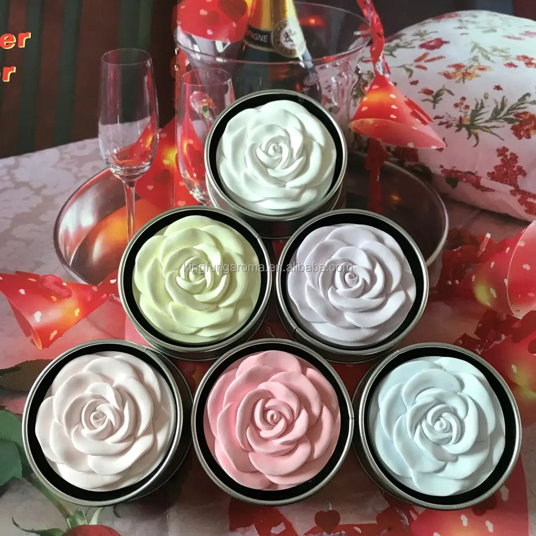 
Japan Customized Round Shape Rose Flower Wholesale Aroma Fragrance Scented Ceramic Stone Diffuser Gift Set For Air Freshener 