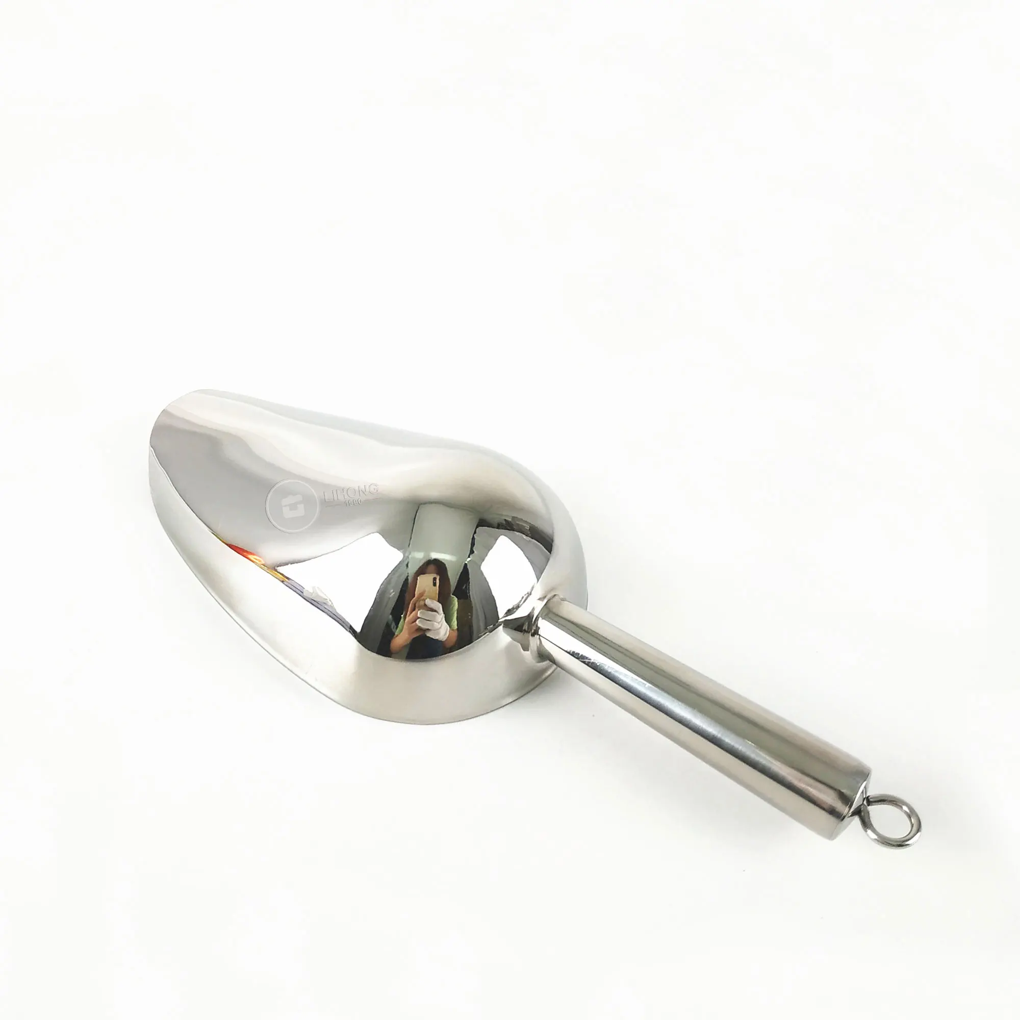 

IKITCHEN Metal Reusable Bar accessories Ice Scoop 201 Stainless Steel bar Ice shovel Food Candy Scoop, Silver