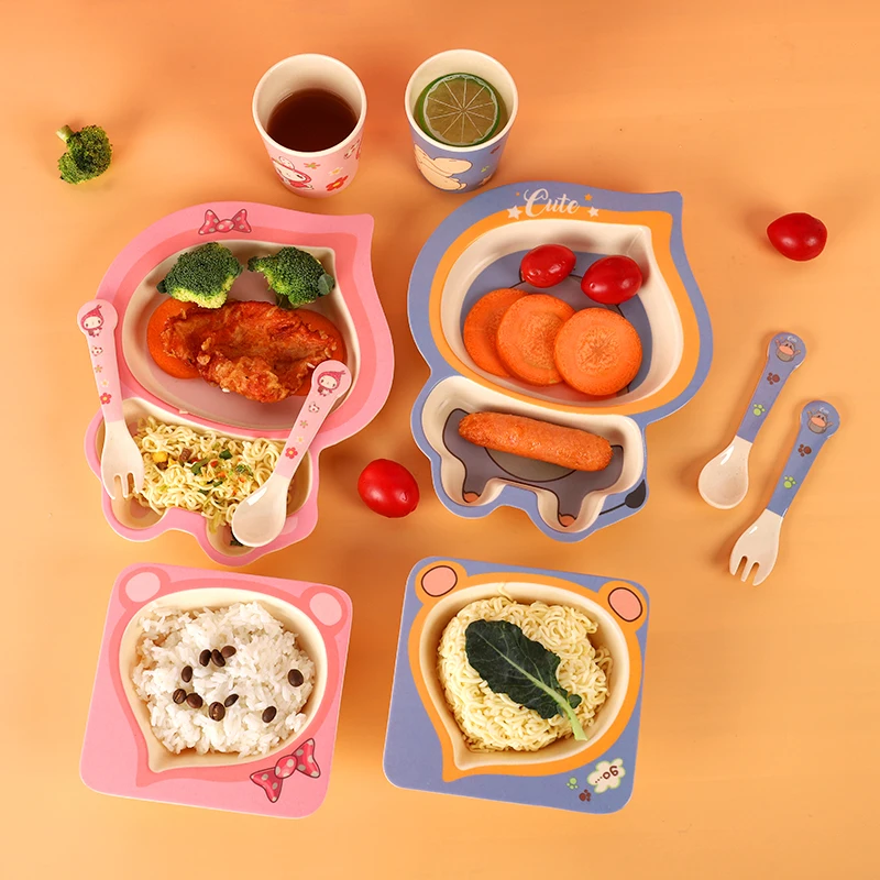 unbreakable bamboo fiber children bamboo tableware sets