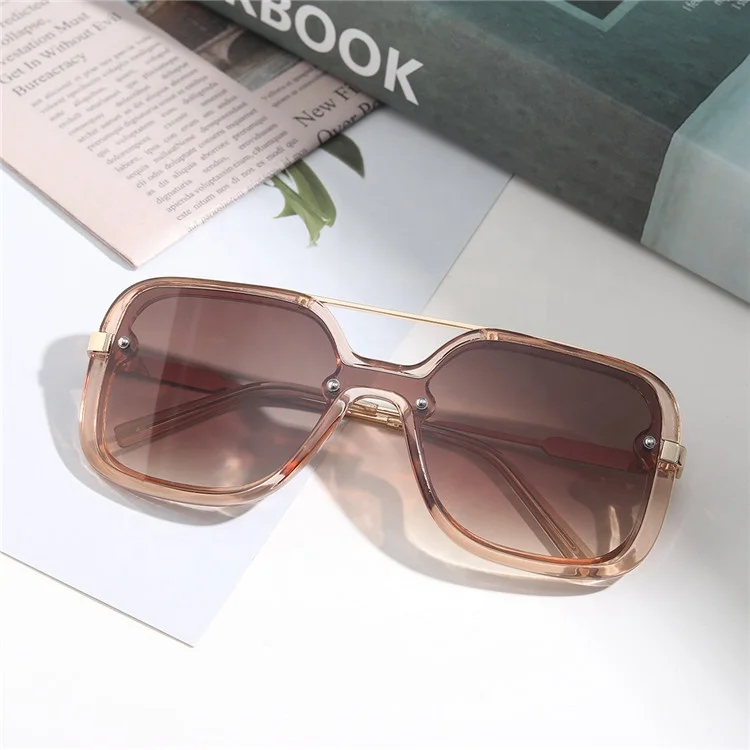 

New double beam rivet frame big square sun glasses high quality ac uv400 lenses shades metal legs sunglasses customizable 2022