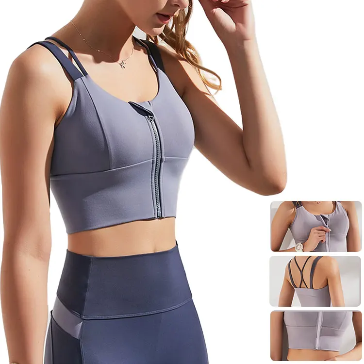 

Women's Underwear Girl Sport Tube Nude Seamless Sports With Zipper High Quality Oversize Yoga Bra