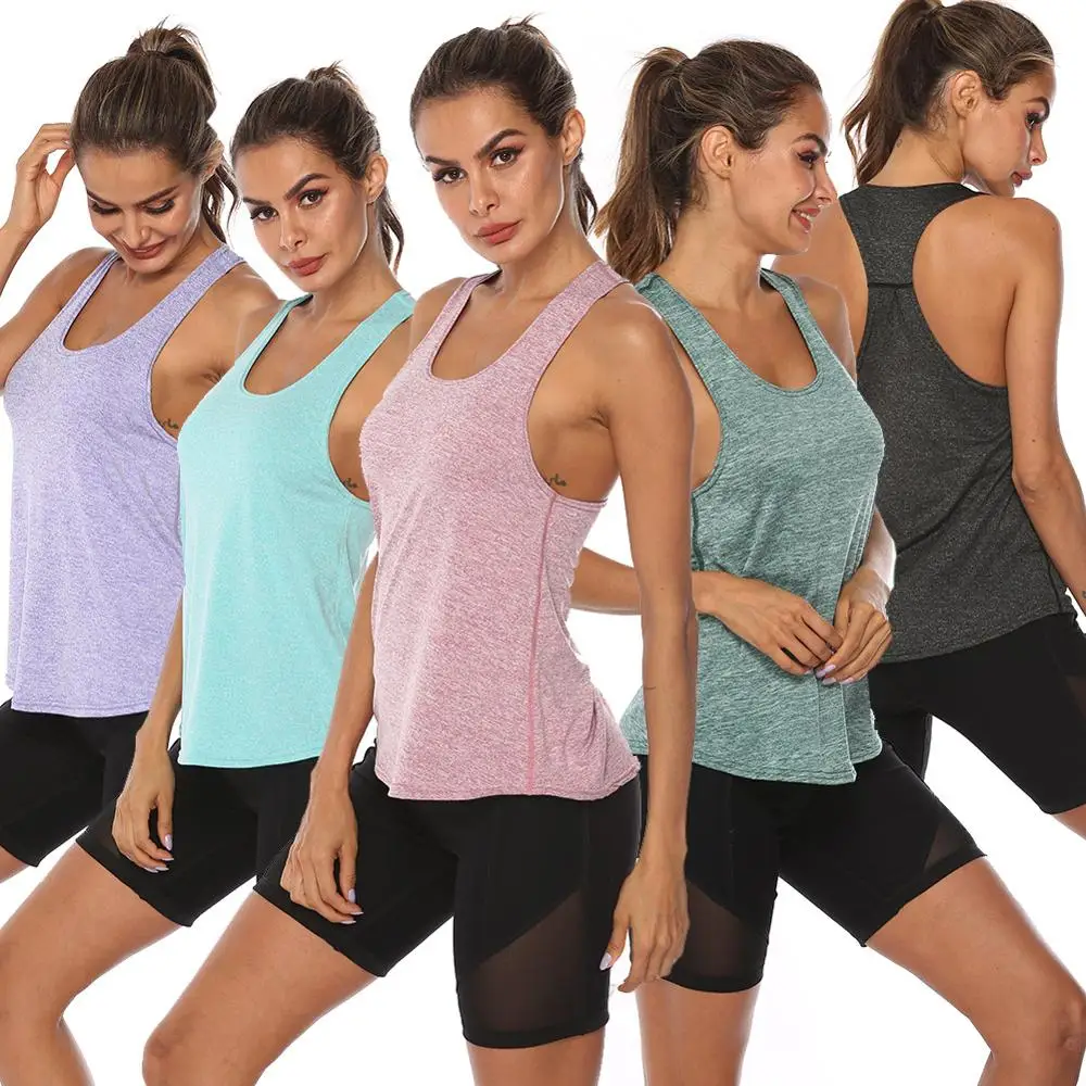

Ladies fitness quick dry running clothes loose yoga tank tops sports vest women, 6colors