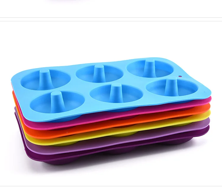 A3029 Diy Nonstick Food Silicone 6 Doughnut Mould Pan Cookies Oven Tool ...