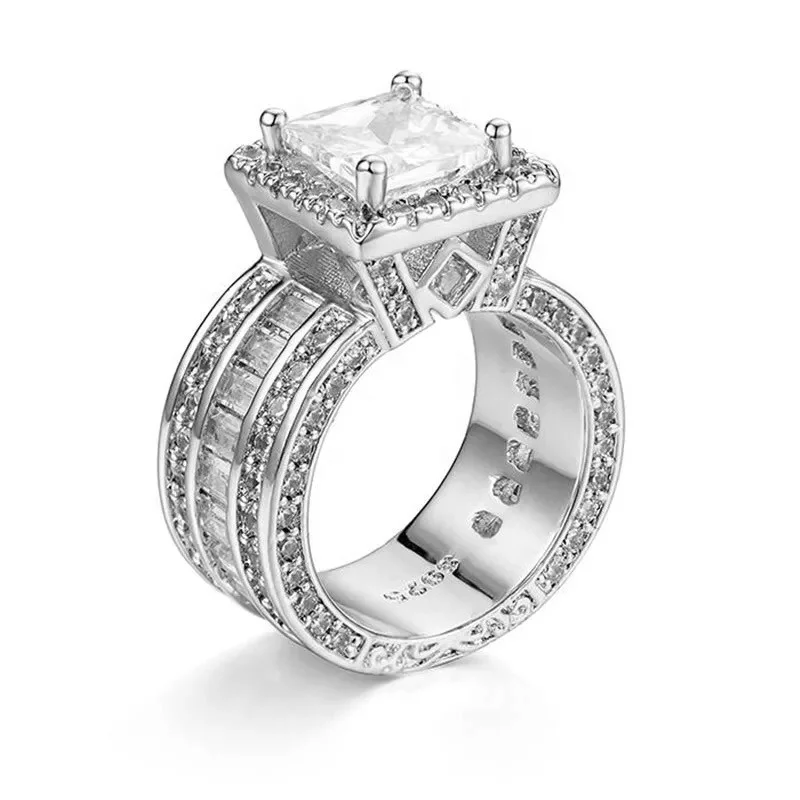 

Vintage Court Ring Princess cut stone Engagement Wedding band Rings For Women Jewelry Gift