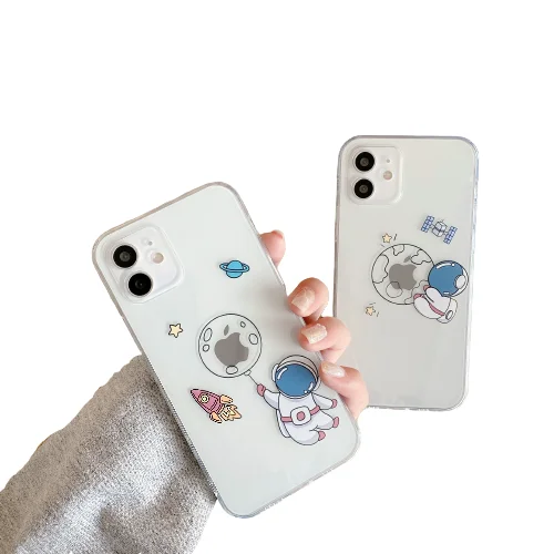 

TPU transparent csae for iphone with color cute cartoon painted astronaut patterns for iphone 12 series, Colors