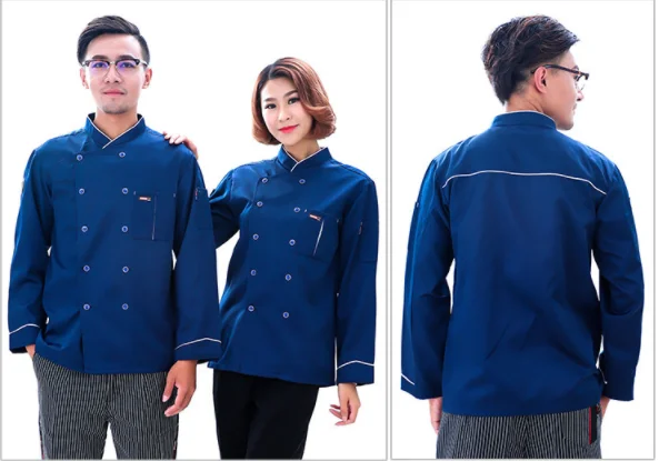 Chef Jacket Catering Uniform Long Sleeve Pocket Coat Workwear Shirt Clothing
