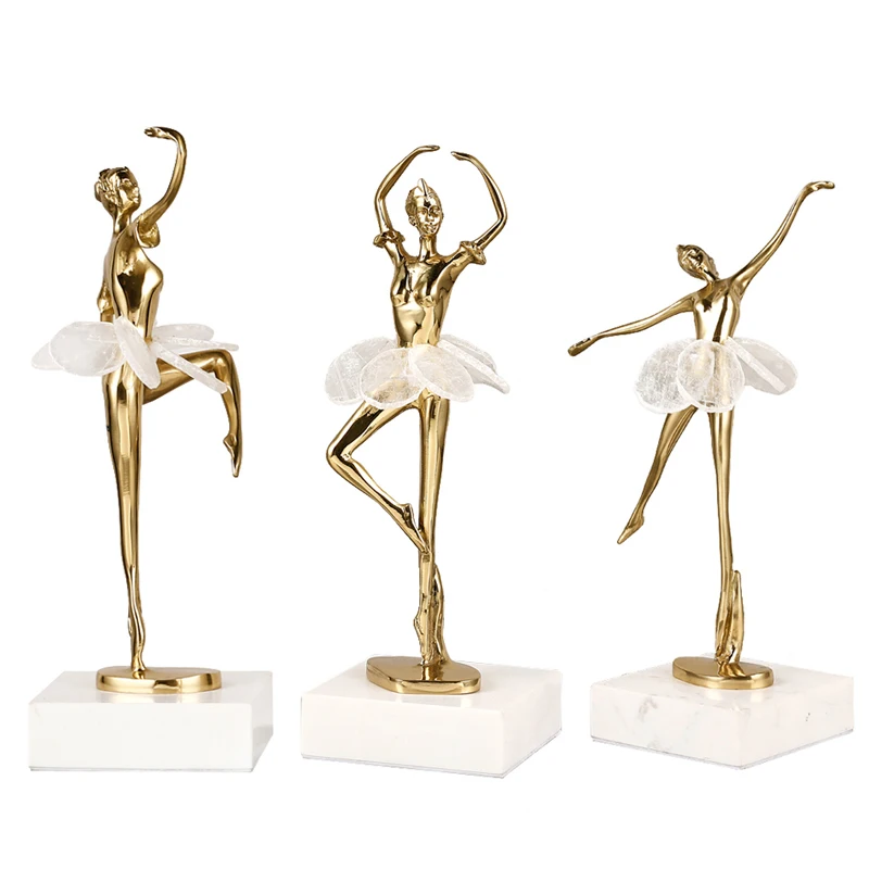 

Gift souvenir copper ballet girls home decoration ornament with marble base, Gold
