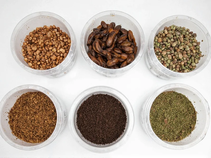 Three containers showing specialized soil mixes for tropical plants, desert plants, and epiphytic plants with corresponding plant examples