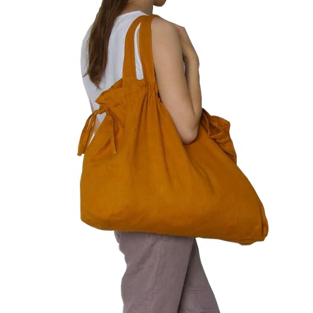

New Women Manufacturer Beach Pink Tote Bags Custom Printed Logo Linen Bag with Drawstring Closure, Orange
