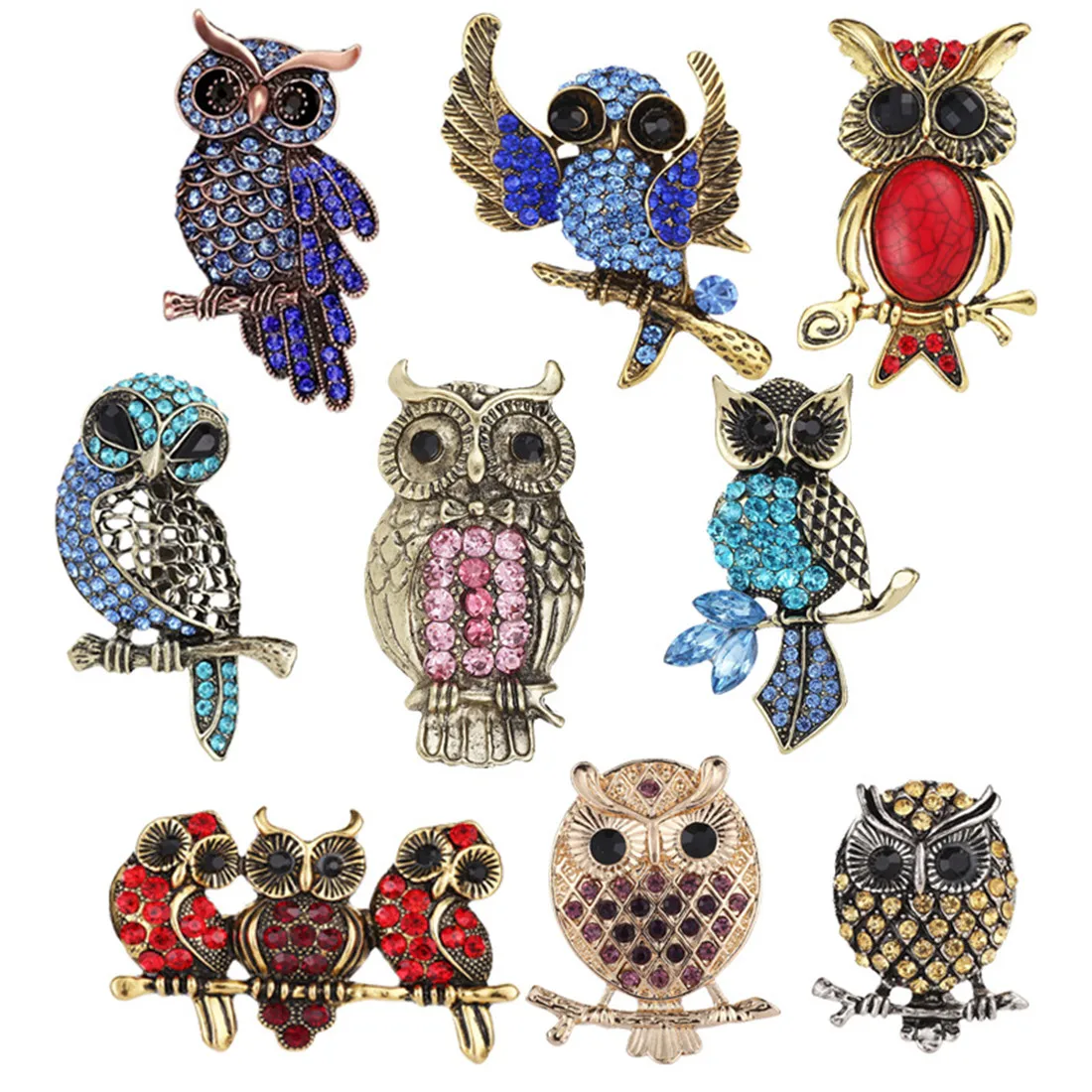 

High Grade Diamond Inlaid Created Rhinestone Crystal Brooch, Elegant Owl Fashion Pin Gift For Women and Men For Jewelry gifts, Picture