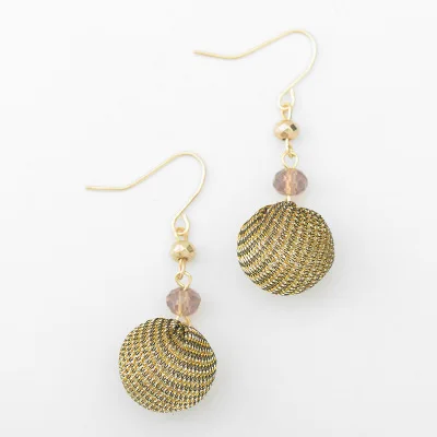 

Fashion Design Crystal Beads Hook Earrings 14K Gold Plated Bead Flannel Ball Dangle Earrings for Ladies