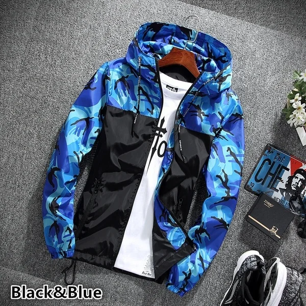 

Men's Casual Hooded Bomber Jacket Wind Breaker Spring Autumn Thin Camouflage Hoodies Men Outdoor Youth Fashion Men Top, Can be customed