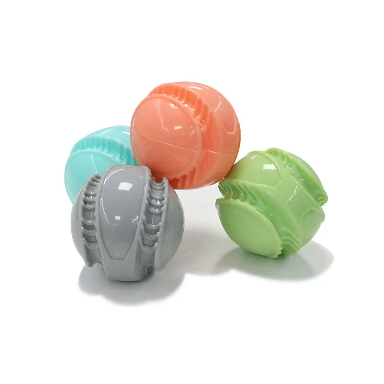 

Pet Toys Eco-friendly TPR Squeaky Ball Dog Toy Bite Resistant Chew Ball Toy Doggy Teeth Cleaning Balls, Blue, green, pink, grey