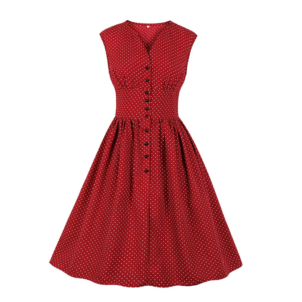 

Summer Ripening Red Polka Dot Dress For Ladies 2021, 1color