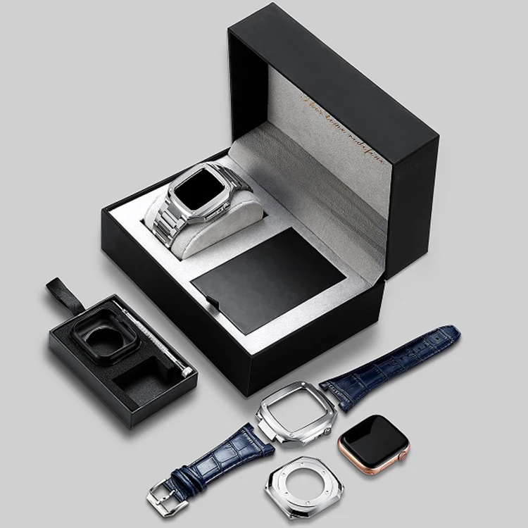 

Luxury Brand Stainless Steel Metal Case for Watch 44mm Apple Watch 7 Stainless Steel Band Watch Case, Sliver/black/gold/etc.