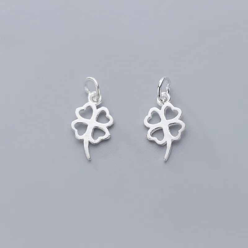 Hot Sale 925 Sterling Silver Hollow Four Leaf Clover Charm for Necklace Making Pendant