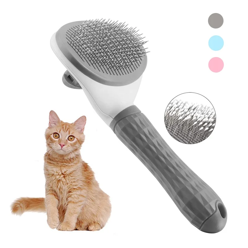 

Pet comb automatic hair removal stainless steel fine needle one key hair removal comb