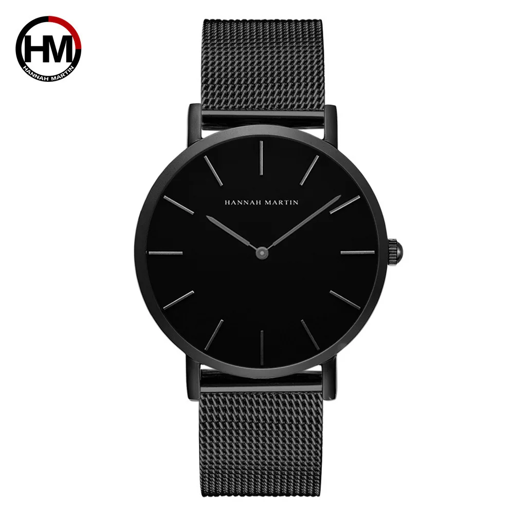 

JY-Mall Watches Hannah Martin CH02 Quartz watch Waterproof Stainless Steel Couple Band Male Black Fashion Man Watches