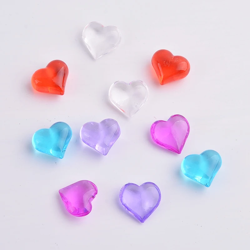 

Wholesale Transparent Clear Colorful Heart Acrylic Beads For Jewelry Making, Multi