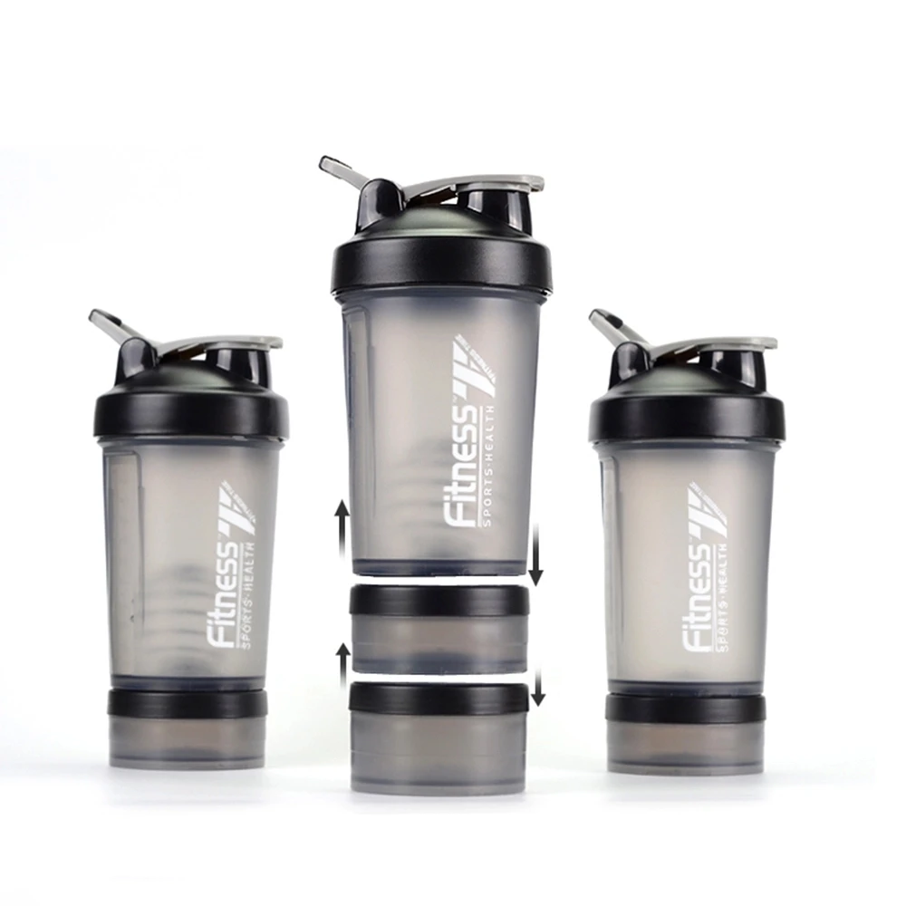 

OLERD 500ml Custom Logo BPA Free 3 Layers Gym Protien Shaker Bottles, Custom colors