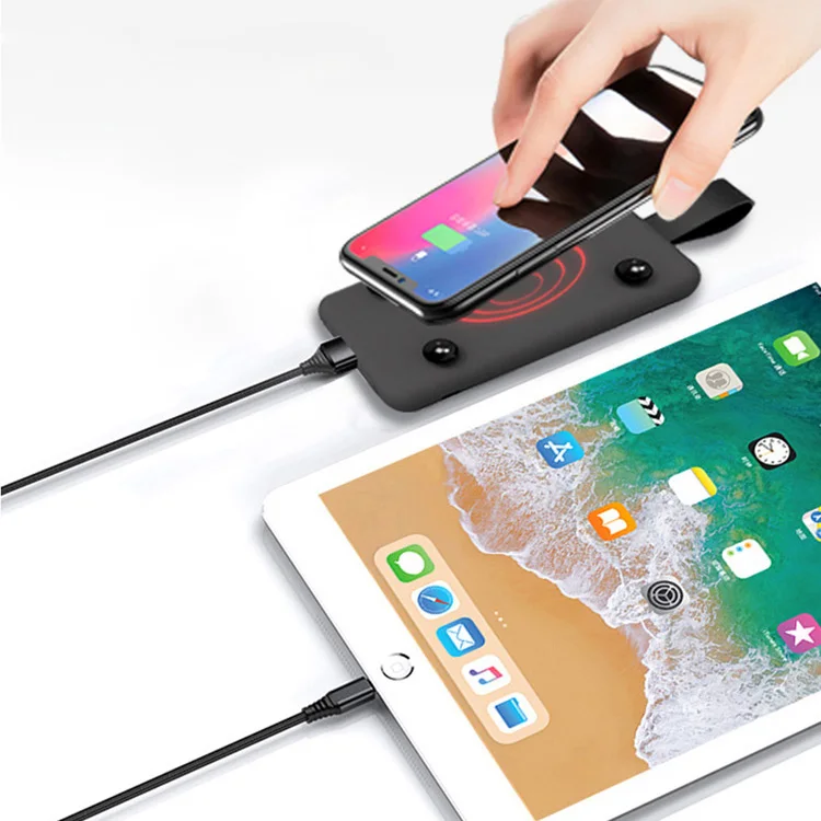 

Popular product 2021 fast Black QI wireless charging power bank for cell phone