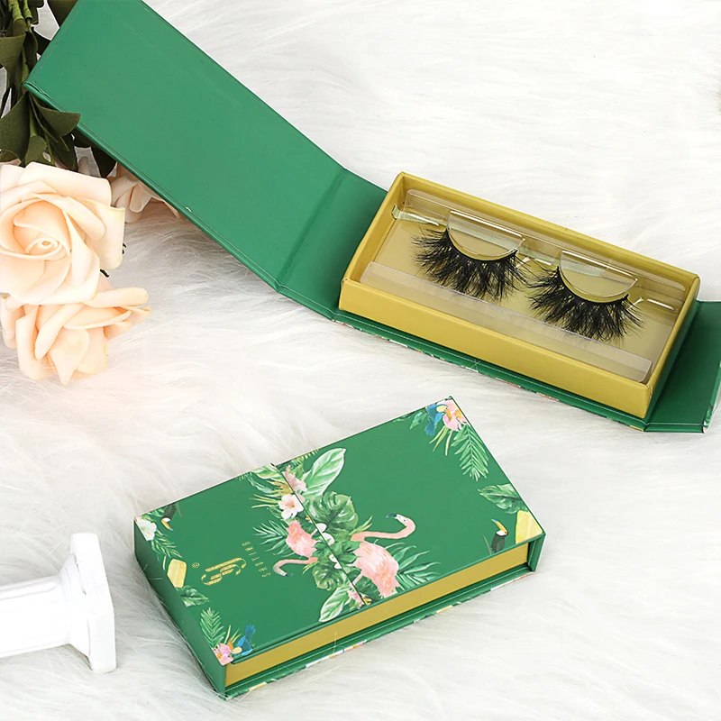 

SY SHUYING Custom Green Lash Box Pretty Lash New Fluffy 20mm Hot Selling Real Mink 5 d 3 d lashes with Box