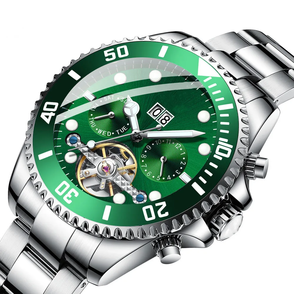 China Make OEM Watches Men Rollex Mechanical Watch Dropshipping Skeleton Tourbillon Luminous Automatic Wristwatch