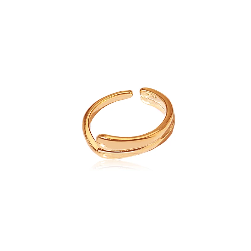 

Fukarni 2.37 Gram Simply Design Gold Plated Slim 925 Sterling Silver Popular Korean Adjustable Ring KR007