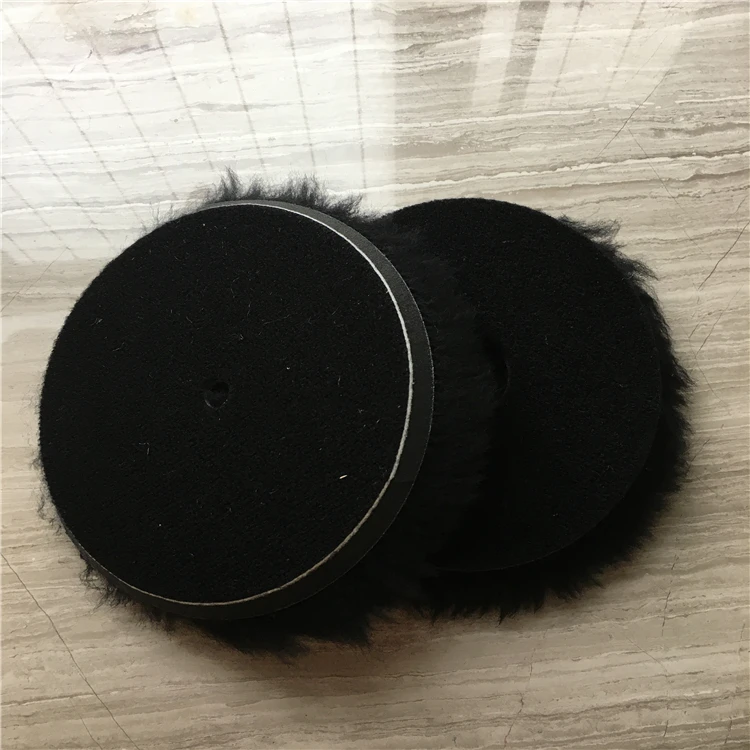 

100% Japan rotary polishing soft wool buffing pad with black coarse wool, Black blue orange maroon green gray yellow