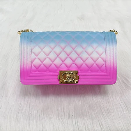 

GW Hot selling lattice chain candy color jelly bag women purses handbags