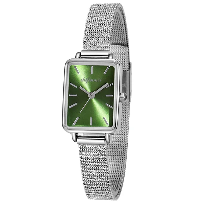 

Fashion Multi Color Ladies Luxury Stainless Steel Metal Watch Strap Square Quartz Watch