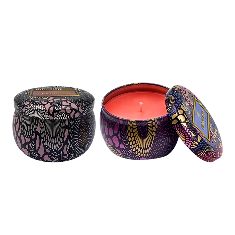 

Wholesale Colorful Round Square Scented Candle Luxury Metal Aluminum Tin Can Jars Container In Gift Box