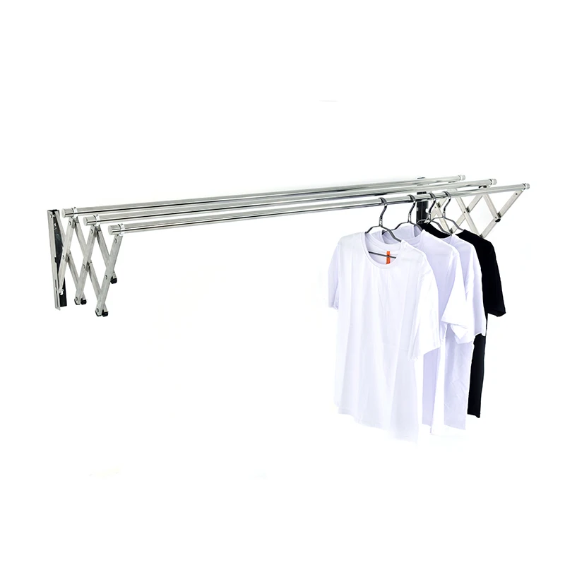 

Stainless steel clothes drying rack high quality low price mini wall mount balcony cloth rack multifunction hanger