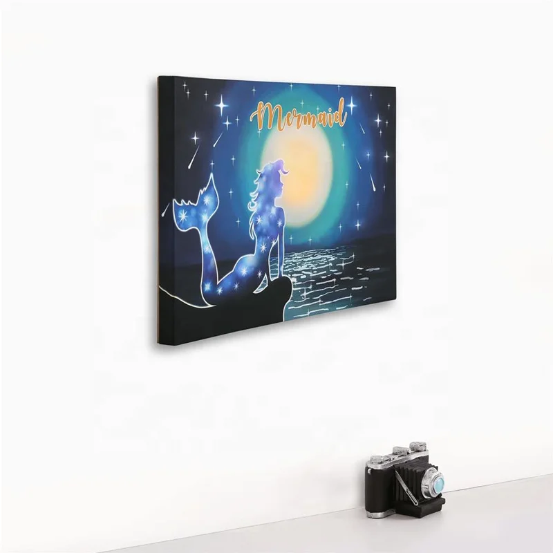 Reasonable price new style canvas painting with led light wall art picture