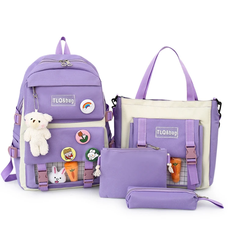 

Japanese style personalised waterproof student stationery bags kids school backpack 4 pieces