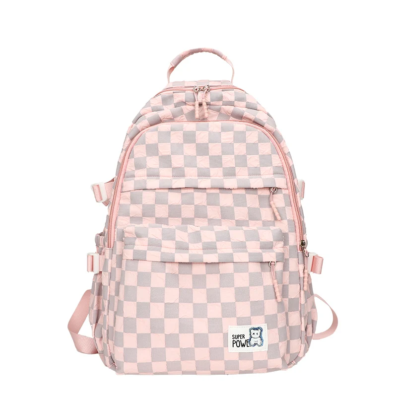 

2023 trend chequered pattern student mochila escolar large capacity shoulder bag school bags bookbag